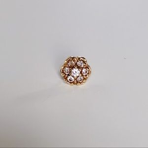 BVLA 14k Yellow Gold CZ Flower Thread less end